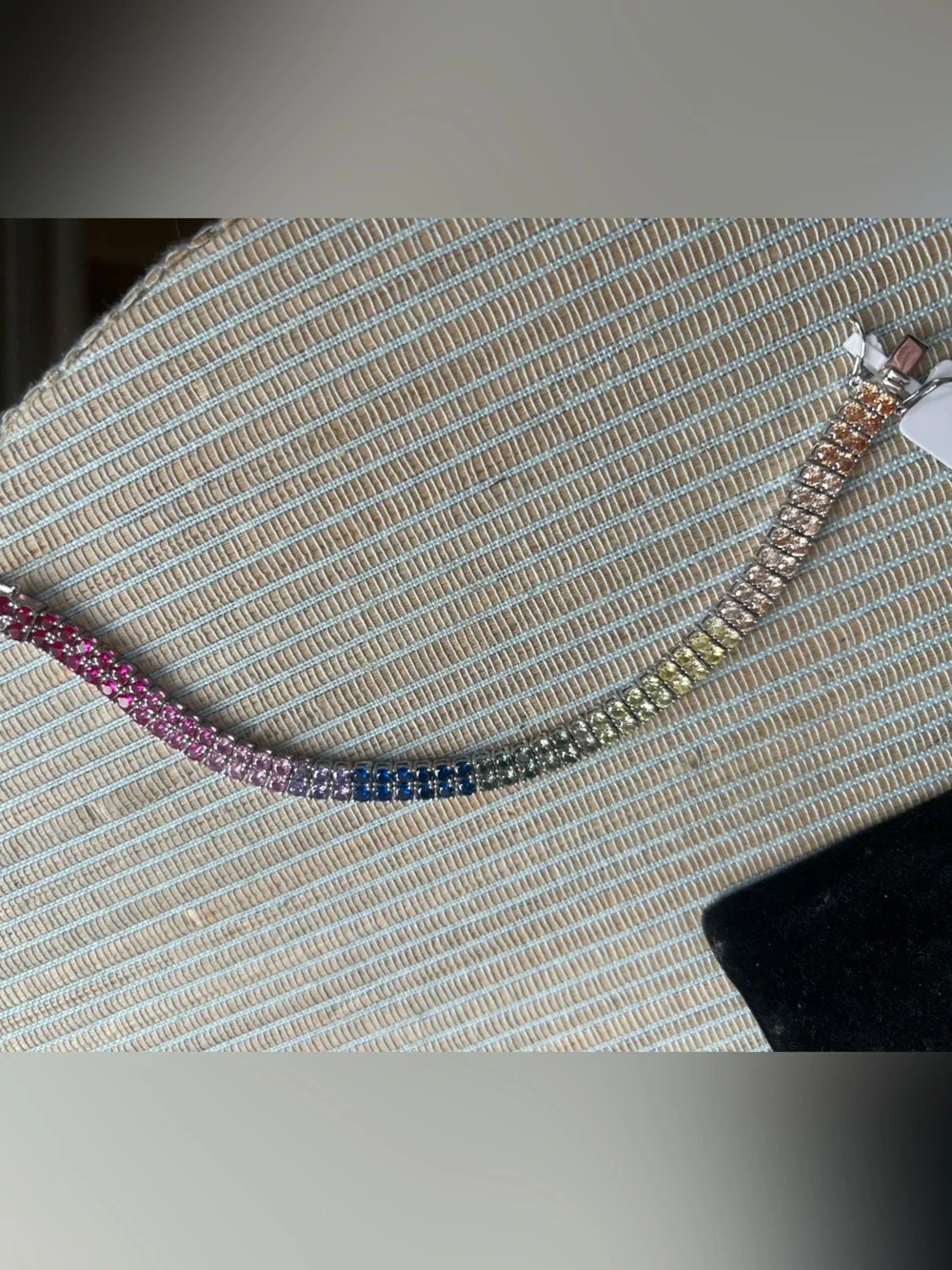 double layered rainbow cz Tennis Bracelet - Pink, Purple & Blue Sparkl